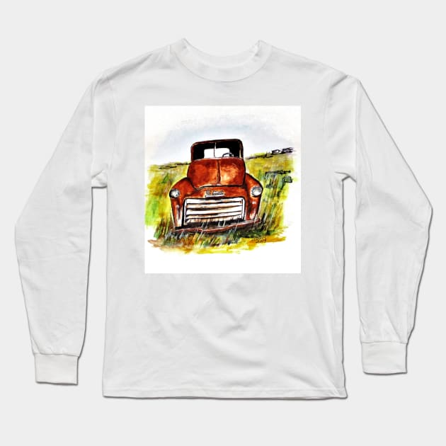 Rusted Farm Truck Long Sleeve T-Shirt by cjkell